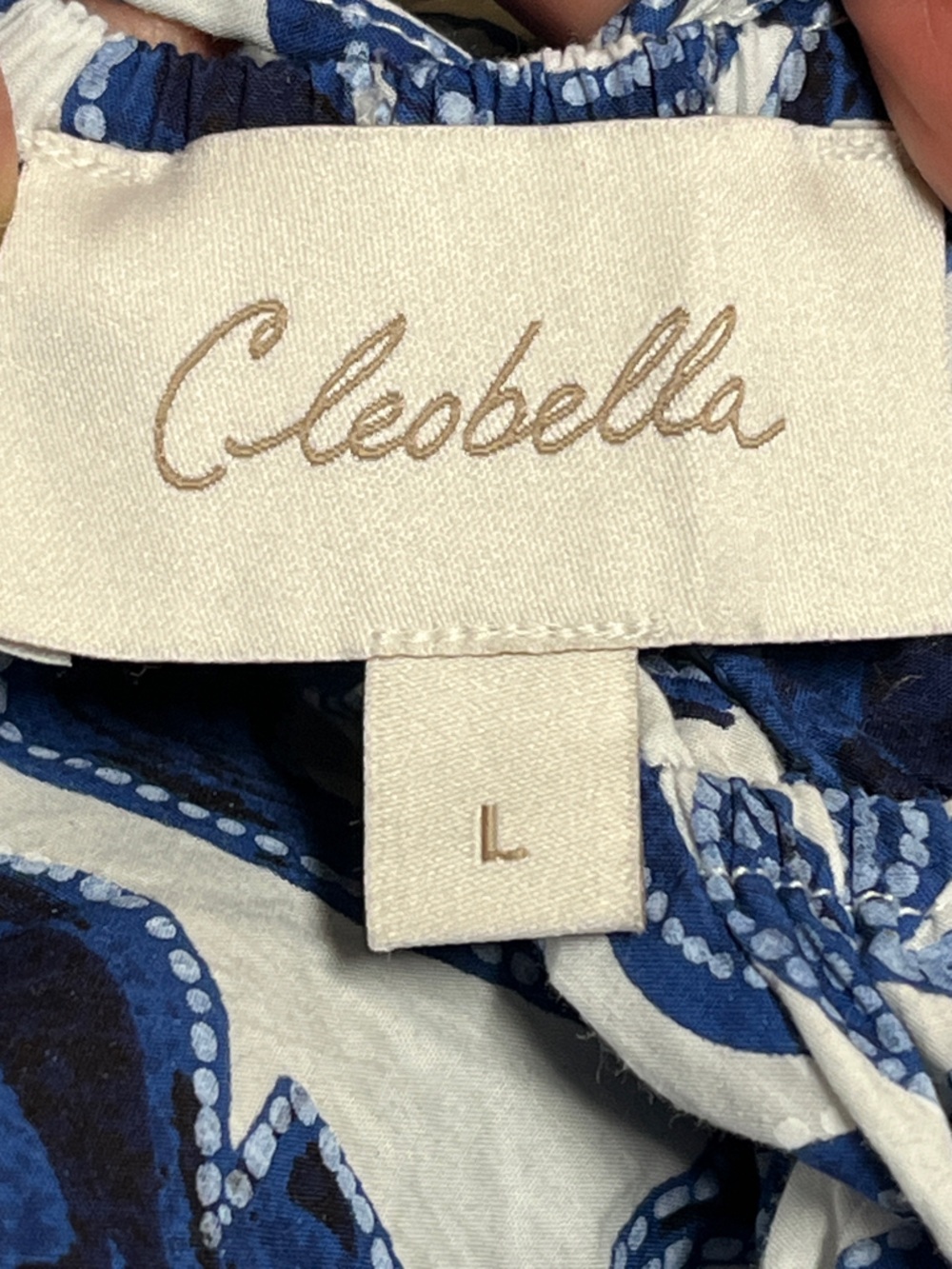 Cleobella Bea Mini Dress Azulejo Blue White Coastal Tiered Sz L TINY FLAW - Picture 12 of 16